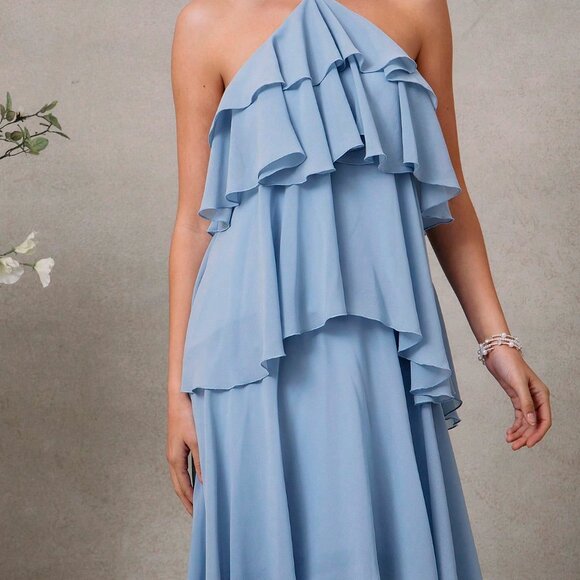 Blue Elegant Women's Romantic Wedding Guest Maxi Dress - Picture 4 of 4